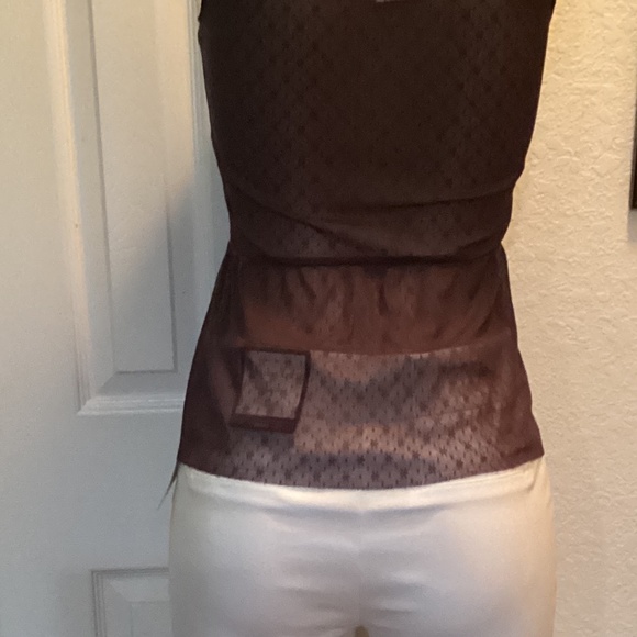 CHARLOTTE RUSSE charcoal medium button down mesh laced sleeveless blouse. - Picture 7 of 10